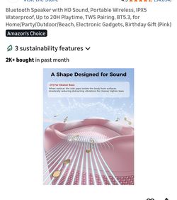 Bluetooth Speaker with HD Sound, Portable Wireless, IPX5 Waterproof, Up to 20H Playtime, TWS Pairing, BT5.3, for Home/Party/Outdoor/Beach, Electronic 