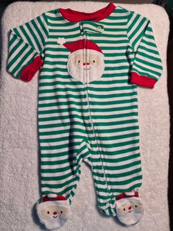 Carter's, Christmas, Santa, Footed Sleeper Pajamas, 3 Mo
