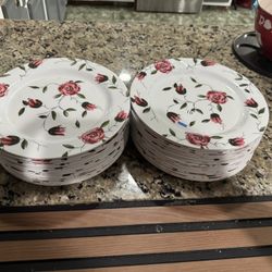 Plastic Flowery Plates