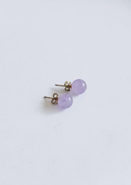 Lavender Jade Studs 14k