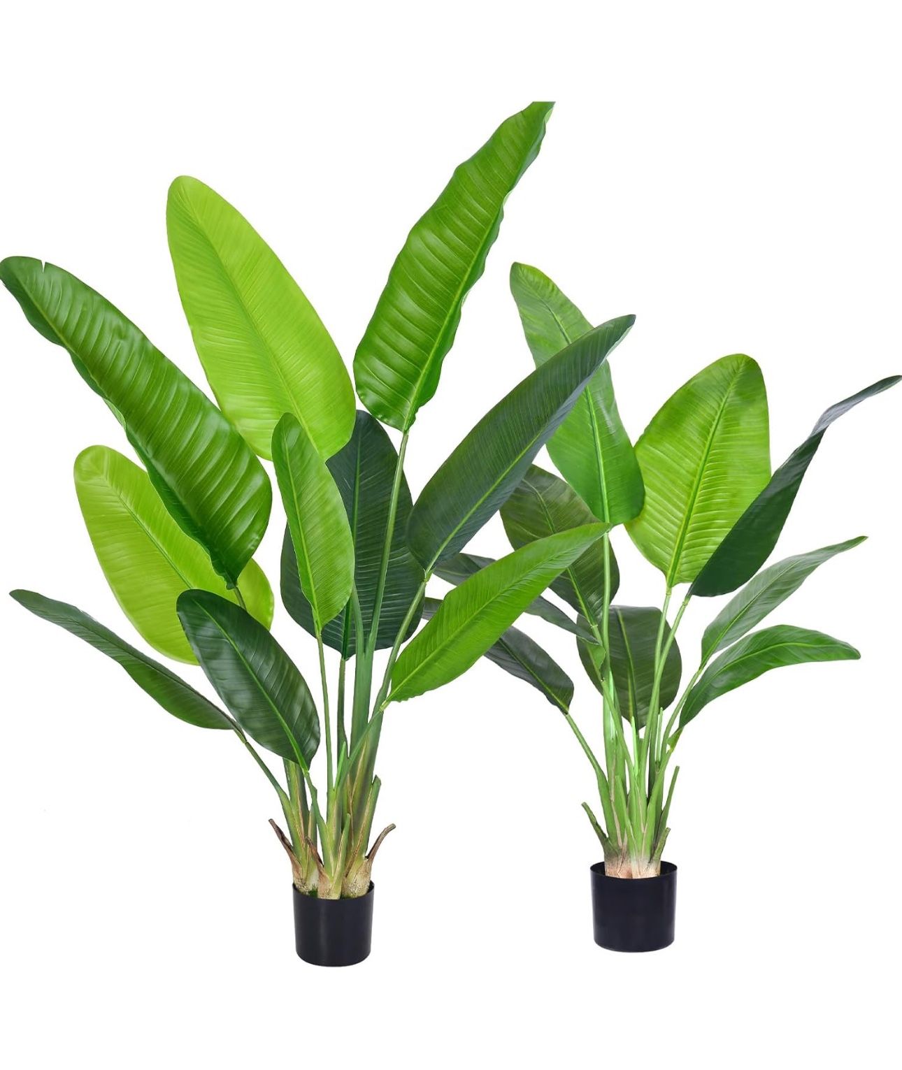 Artificial Bird of Paradise Plant, Fake Tree with Realistic Leaves and Durable pots, 1-5ft and 1-4ft