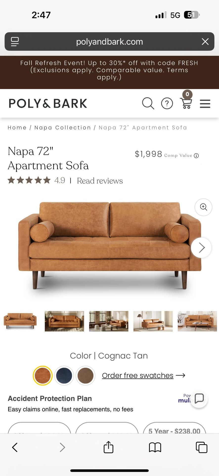 Poly & Bark Napa Leather Sofa