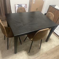 Black Table With 4 Dining Chairs 