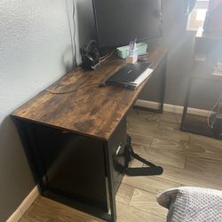 Desk, Shelf, Office Chair 