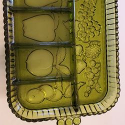 Vintage Indiana Glass Avocado 5 Section Relish Dish