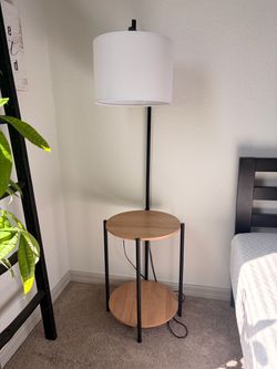Floor Lamp with Built-In Side Table