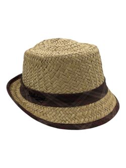 Billabong natural straw fedora hat with brown band and trim Size S/M