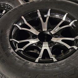 4 New ST 225-75-15 Freestar Trailer Tires Black Machined 6 Lug 6x5.5 Alloy Wheels ST225 R15 inch Tire Load E 10 Ply 80psi FREE Delivery Inland Empire