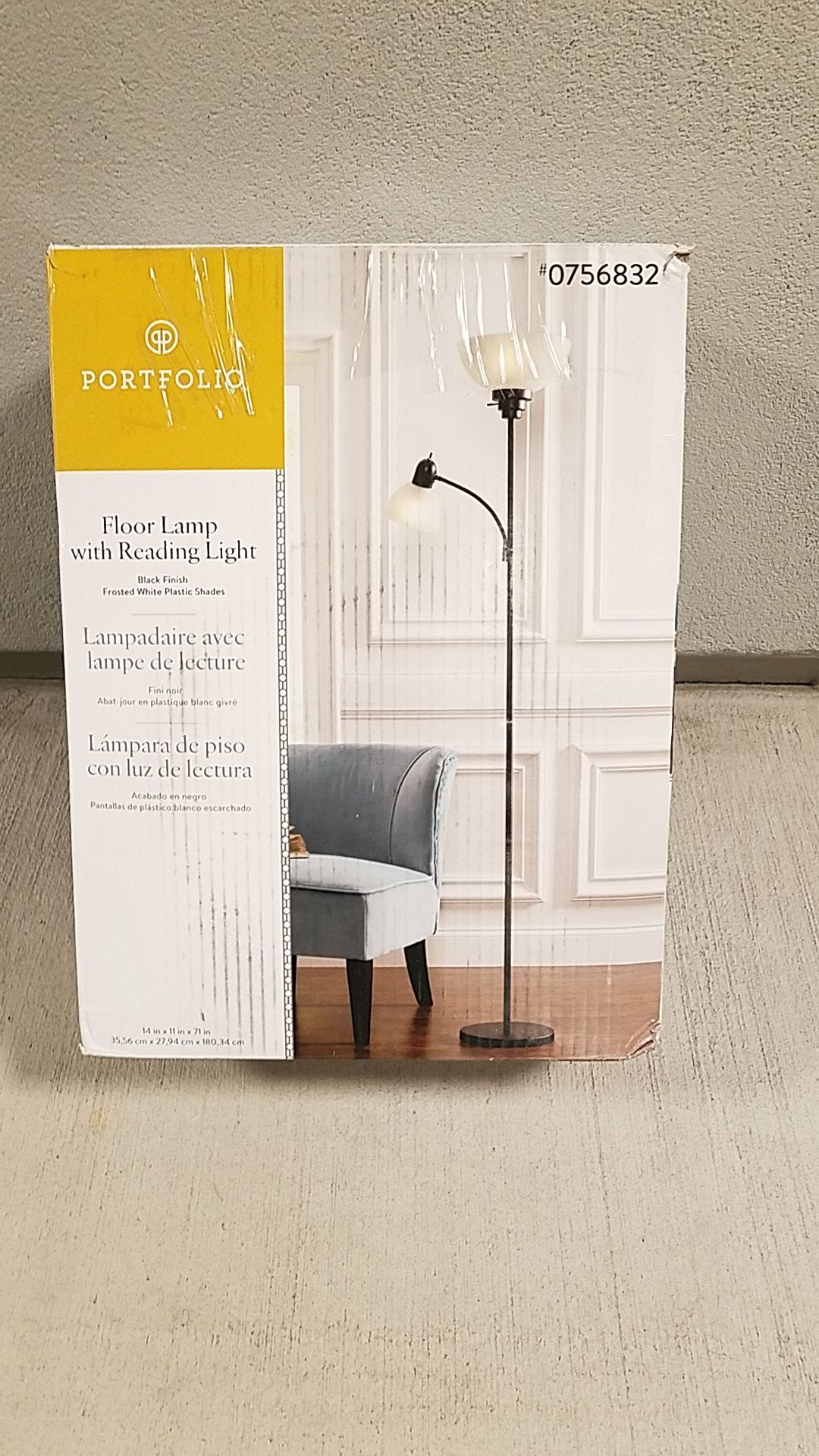 Portfolio Floor Lamp with Reading Light(NEW IN THE BOX)