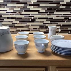 Noritake Cups, Saucers, Teapot, Sugar & Creamer Set