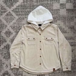 NWOT Little Bipsy hooded corduroy shacket in oat Size 9-10