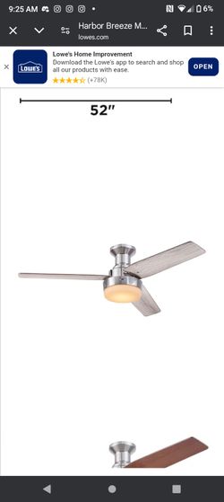 Harbor Breeze Mac II 52in Brushed Nickel Ceiling Fan CHEAP