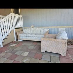 will take best offers not free quality wicker Couch And Over Size Sofa Chair Very Comfortable