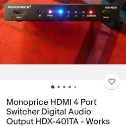 Monoprice Hdmi 4 Port Switcher Digital Audio Output Hdx-401ta

