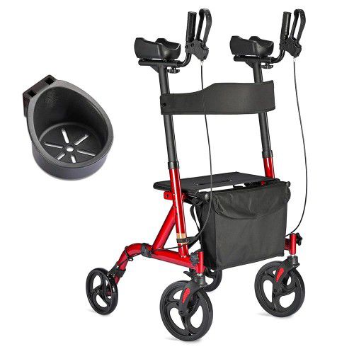 New Portable Upright Stand Up Walker Rollator 4 Wheels