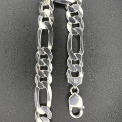 Silver Figaro Cuban Link Bracelet