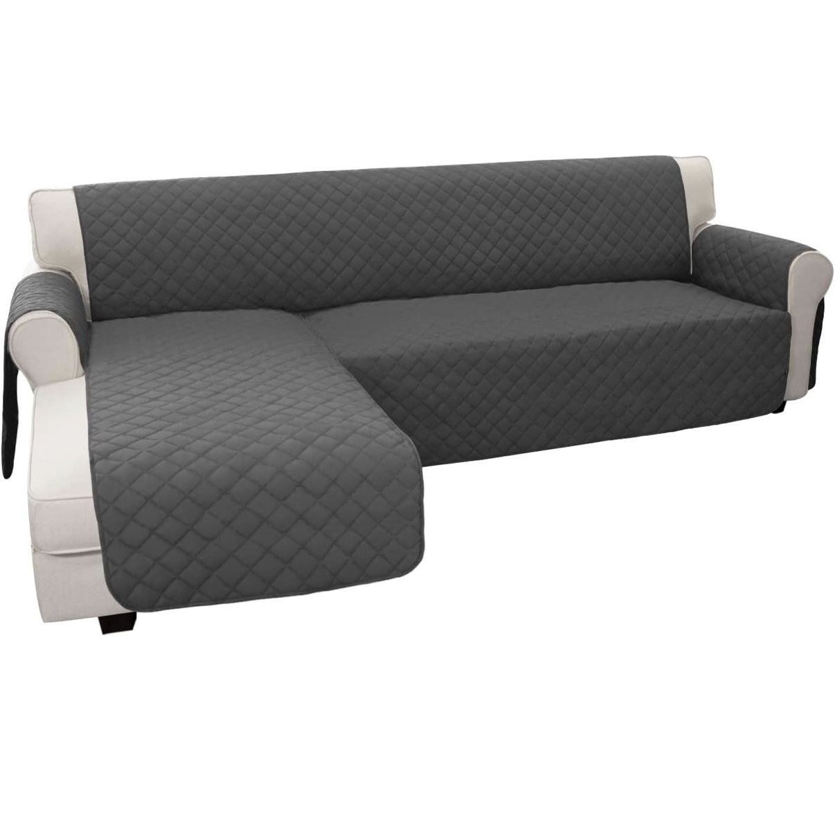 Sectional /L shape Sofa Cover Reversible Sofa Slipcover- Dark Gray