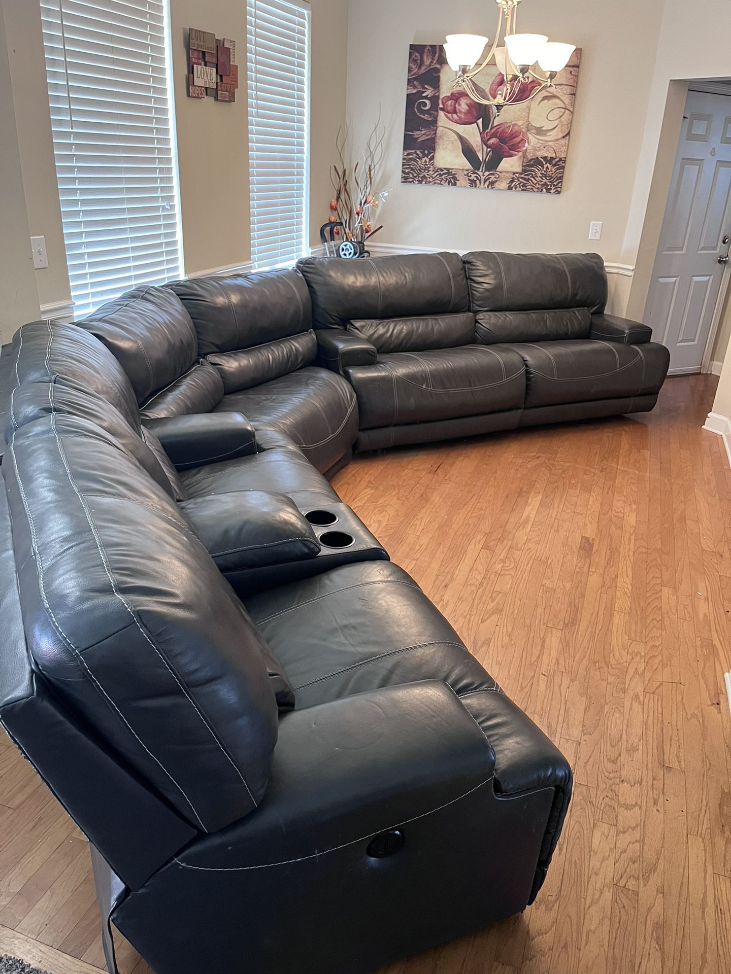 3pc Reclining Leather Sectional