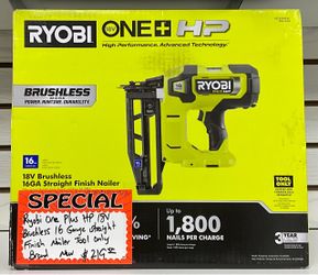 Ryobi One Plus HP 18V Brushless 16 Gauge Straight Finish Nailer Tool Only Brand New