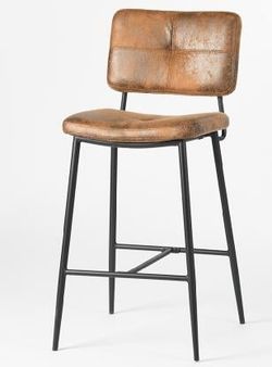 Homy Casa POMONA KD Counter Suede Bar Chair, Brown Suede Fabric, Metal Legs, Modern Open Box Industrial Style