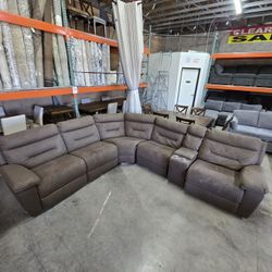 🛋 Fletcher 6-Piece Fabric Reclining Sectional - 🚚💨 FREE DELIVERY!