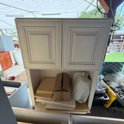 Cream Double-Door Wall Cabinet