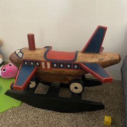 Kids Rocking Wood Airplane
