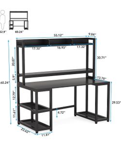 Tribesigns 55 Inches Computer Desk with Hutch and Monitor Stand Riser