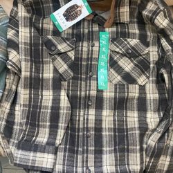 2 Men’s Cozy Fleece Plaid Shirt Jackets / Shackets – Size XL