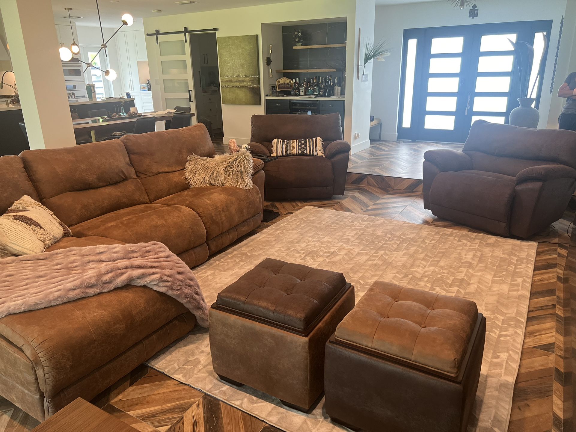 Leather Suede Lazy Boy Duo Reclining Couch Sofa