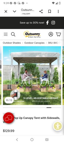 10×10 pop up outsunny canapy with carry case