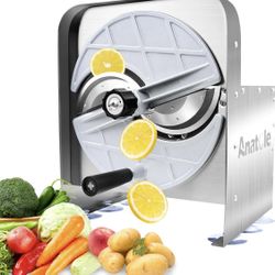 Brand New Commercial Vegetable Slicer Stainless Steel 0-0.4'' Thickness Adjustable Manual Veggie Fruit Cutter for Tomato Onion Potato Cabbage Lime Ora