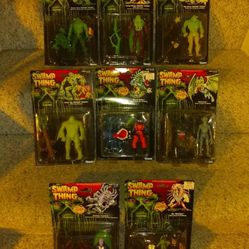 Rare 1990 Swamp Thing Complete Figure Lot Of 8 Kenner New On Cards VG+   Some light card wear.   $240 for all.   Fremont pick up 