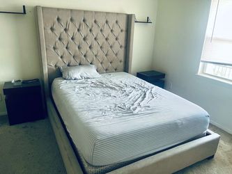 Gray Queen bed frame and mattress $80