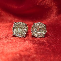 10k Yellow Gold Diamond Square Earrings 0.69 ctw