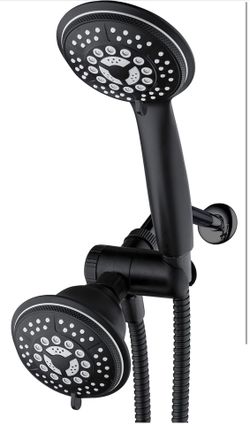 1763 Handheld Showerhead & Rain Shower Combo. High Pressure 24 Function 4" Face Dual 2 in 1 Shower Head System with Stainless Steel Hose, Patented 3-w