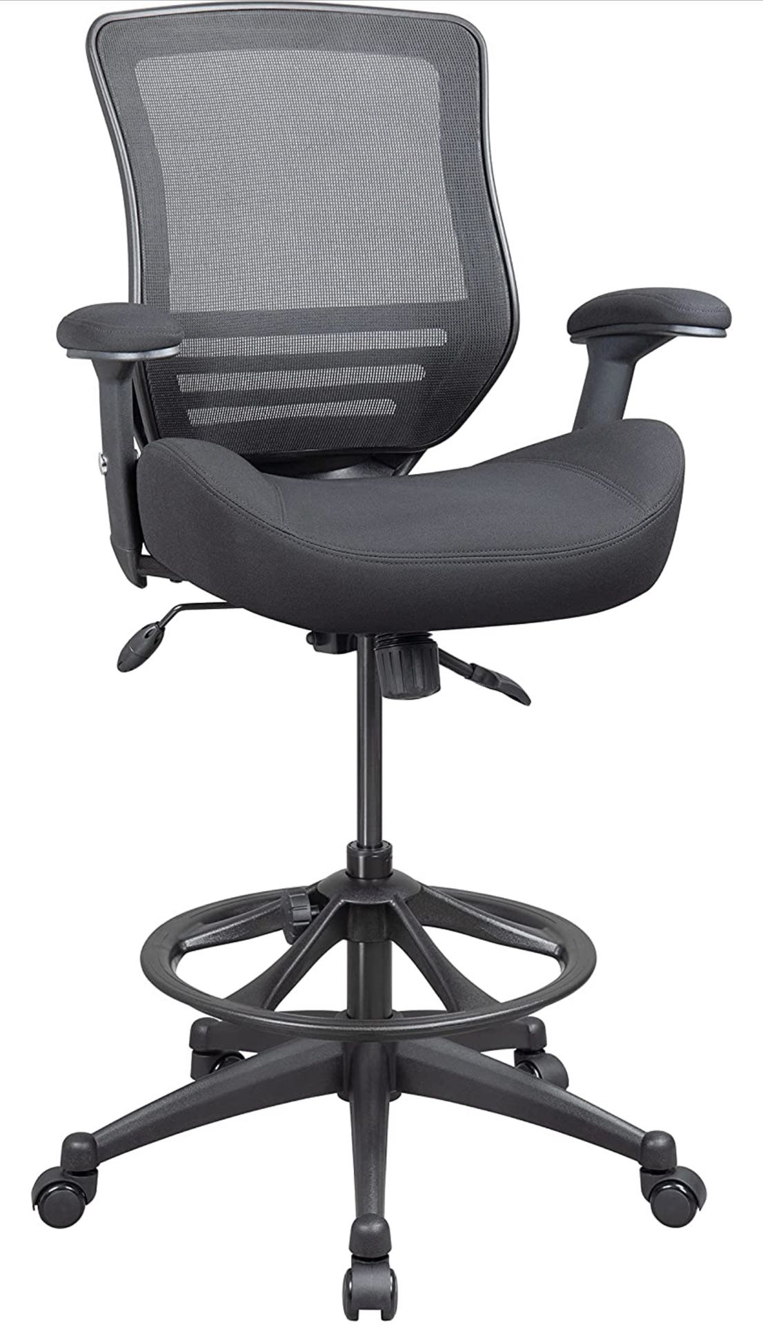 BOLISS Ergonomic Office Computer Drafting Desk Chair Height Adjusting Arm Waist Support Function and with Adjustable Foot Ring,400 lbs -Black