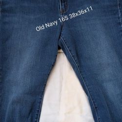 Womens Old Navy 16S Denim Blue Jeans Cropped Pants. Power Straight 38x26x11 Cotton 67%, Polyester 31%, Elastane 2%. East Or West