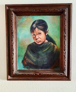 Original Oil Painting Native American Indian Woman