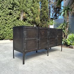 Restoration Hardware Industrial TV Stand Media Center Credenza Shelf Credenza Sideboard Cabinet 