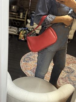 Red Faux Leather Shoulder Bag