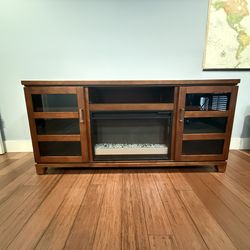 Brown Fireplace TV Stand