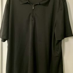 Perry Ellis Black Polo Zip Front Short Sleeve XXL