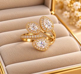 Gold-Tone Multi-Stone CZ Wrap Ring