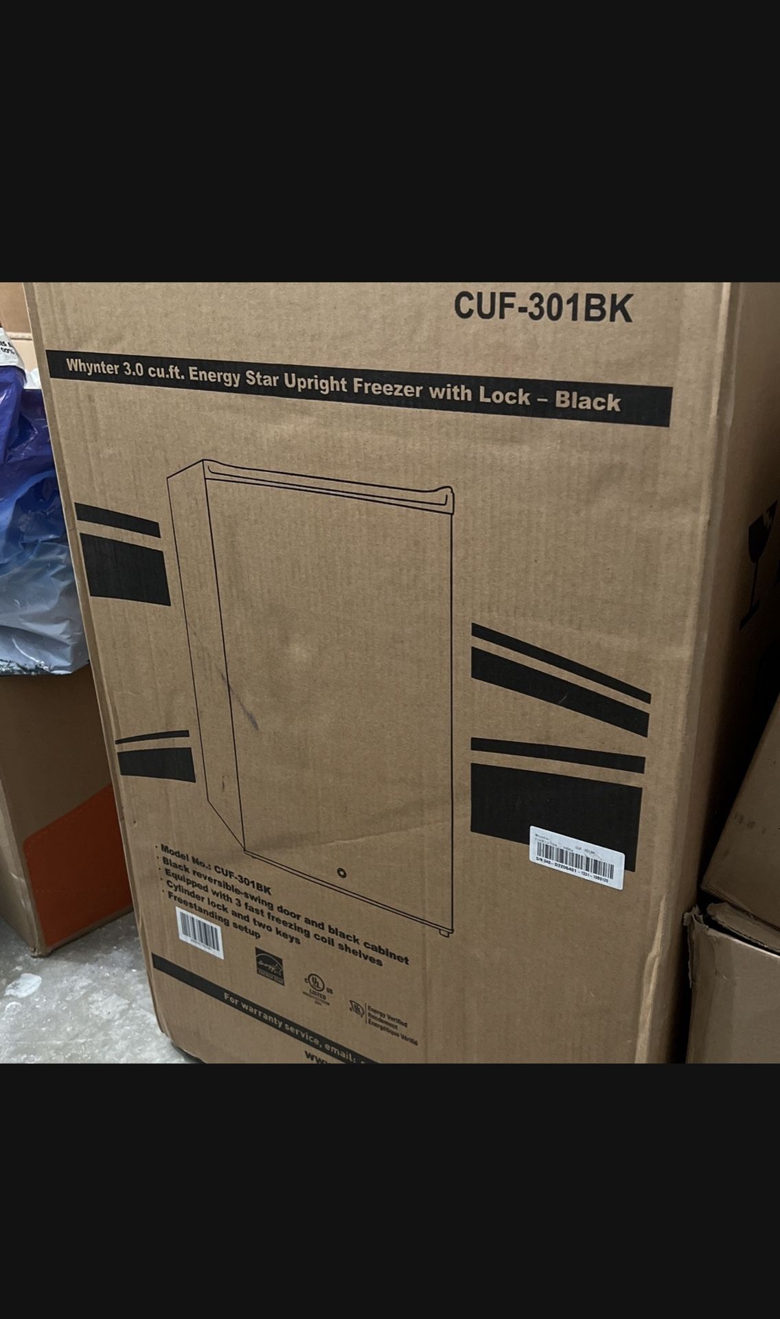 Whynter CUF-301BK 3 cu. ft Energy Star Upright Freezer with Lock – Black