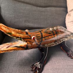 Murano Art  Crystal Glass Alligator Crocodile Figurine Italy