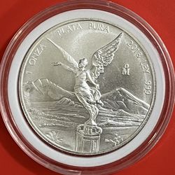 2018  1 Oz Silver Mexican Libertad Plata Pura  .999 FS