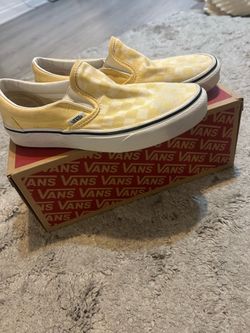 Bright yellow checkered Vans