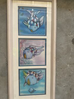 Rainbow Fish Triple Panel Framed Art Print