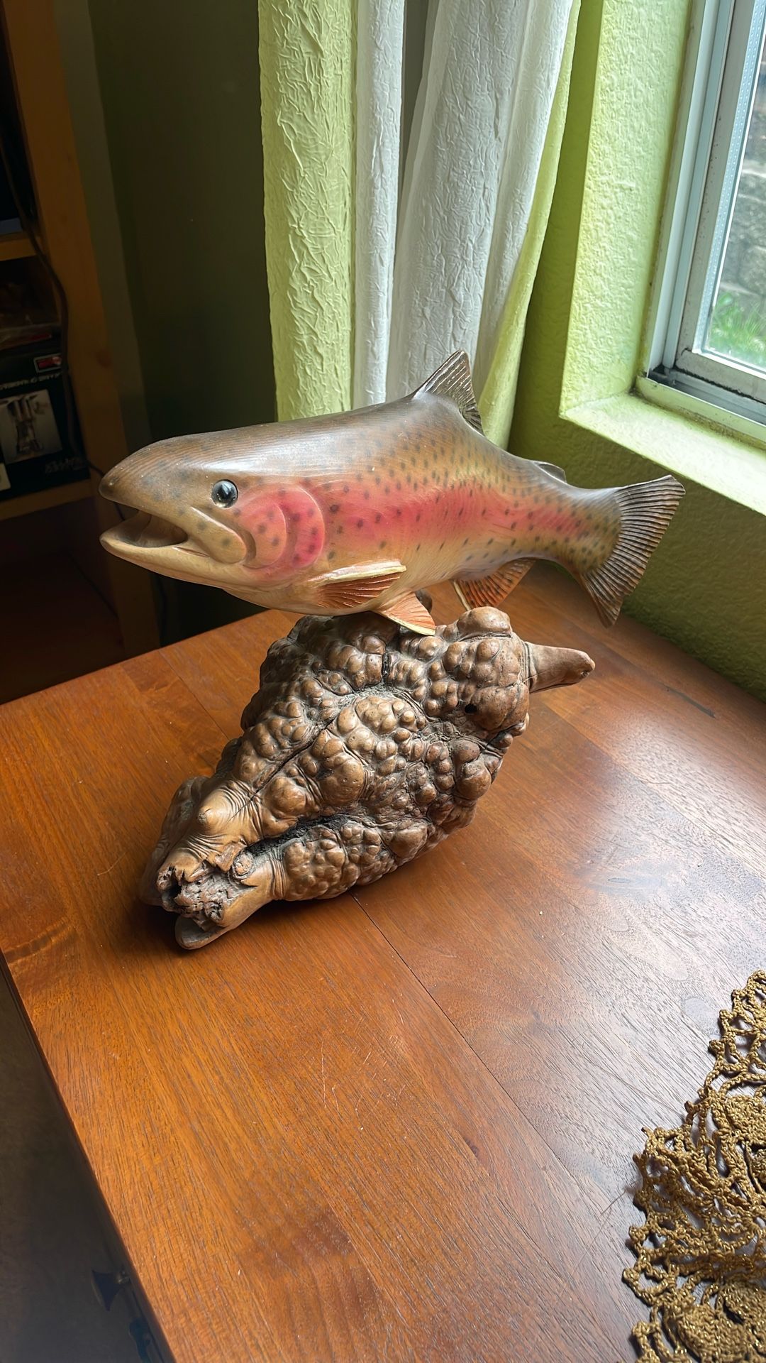 Rainbow Trout Wooden Carving